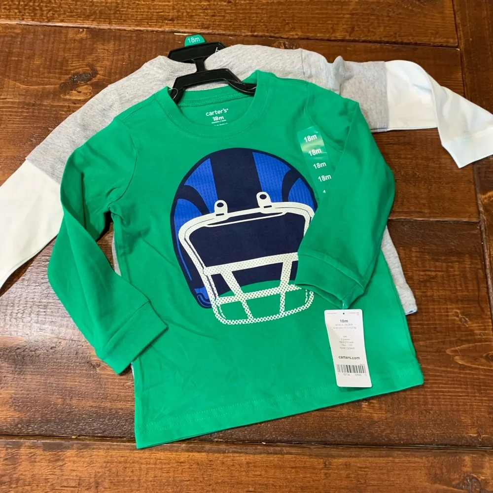 Carters long sleeve tees cars and football 2 pack